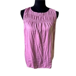 Monday Fun Sleeveless Smocked Blouse Women Large‎ Pink NWT